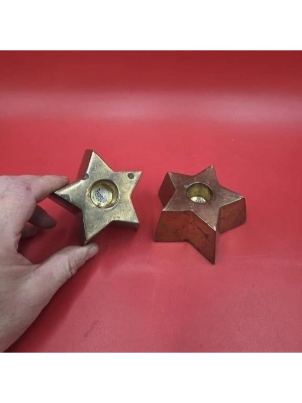 Vintage Brass Star Candle Holders Pair - Picture 3 of 4
